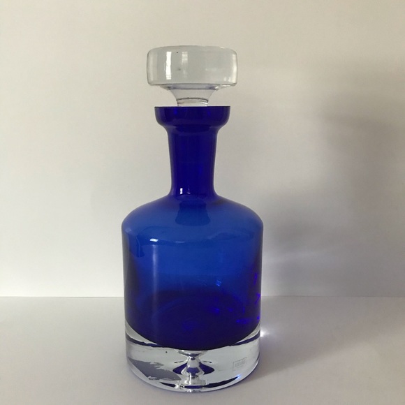 ❌SOLD❌ Krosno Poland Cobalt Blue Bubble Decanter - Picture 8 of 10